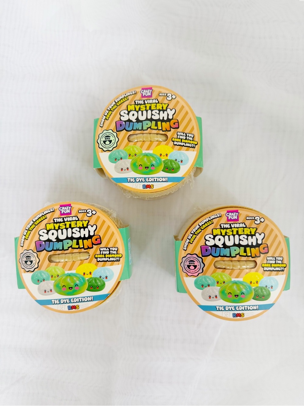 RMS Mystery Squishy Dumpling Tie Dye Edition Bundle of 3 Sealed Rare Viral Toy